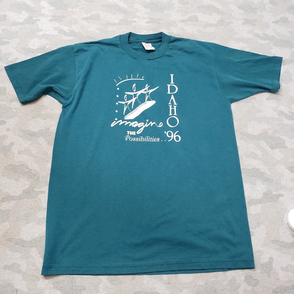 Vintage Jerzees Shirt Mens Large Green Heavyweight Short Sleeve